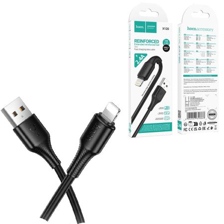 Кабель iPhone Lightning - USB 2.4A HOCO X120 Beneficio, 1m Black