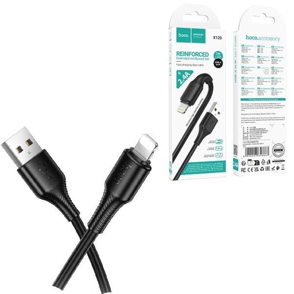 Кабель iPhone Lightning - USB 2.4A HOCO X120 Beneficio, 1m Black