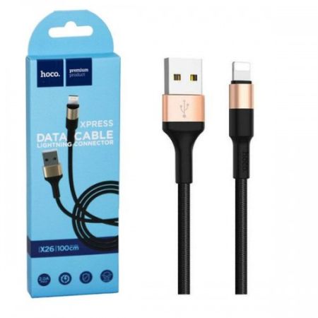 Кабель iPhone Lightning - USB 2.1A HOCO X26 1m Black-Gold