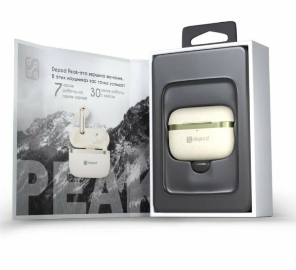 Беспроводные наушники Depod PEAK TWS-004 c шумоподавлением для iPhone и Android слоновая кость