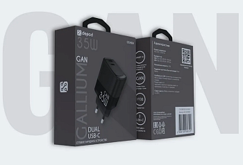СЗУ блок Depod DCH-004, 3.0A, 35W, Type-C (2шт) гарантия 1 год Black