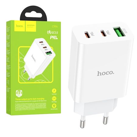 СЗУ блок 3.0A, 20W, 1USB+2Type-C Hoco C99A White