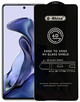 Стекло защитное Xiaomi 11T /Xiaomi 11T Pro Черное 3D G-Rhino