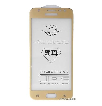 Стекло защитное Samsung J3 2017 Золото Full Screen