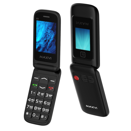 Мобильный телефон MAXVI E8, 2.8''+1.77", 2 sim-карты, 1250 mAh Черный