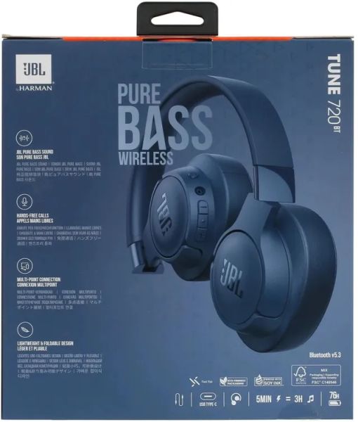 Наушники Bluetooth JBL Tune 720 синий