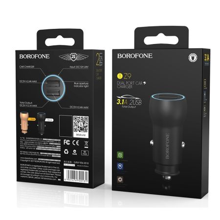 АЗУ блок 3.1A 2USB Borofone BZ9 Black