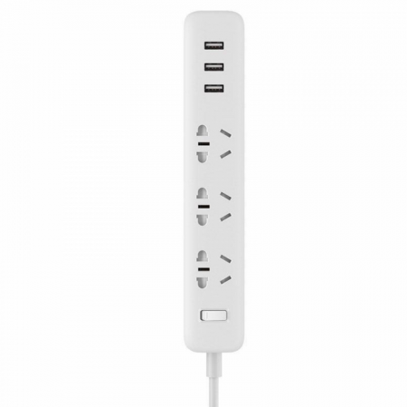 Удлинитель Xiaomi Mi Power Strip 3 (XMCXB01QM), 3 розетки, 1.8 м, 10А / 2500 Вт белый