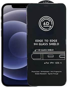 Стекло защитное iPhone 12/ iPhone 12 Pro (6.1) Черное 3D G-Rhino
