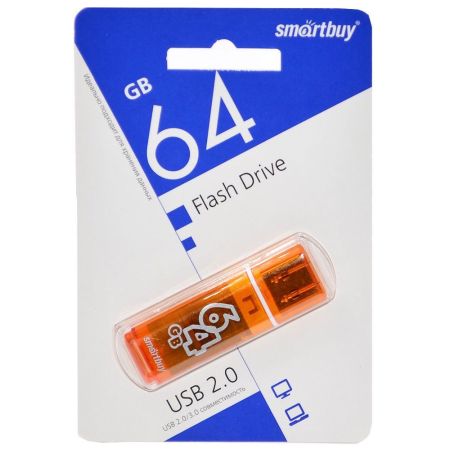  Flash USB 2.0 - 64Gb Smart Buy Glossy Orange