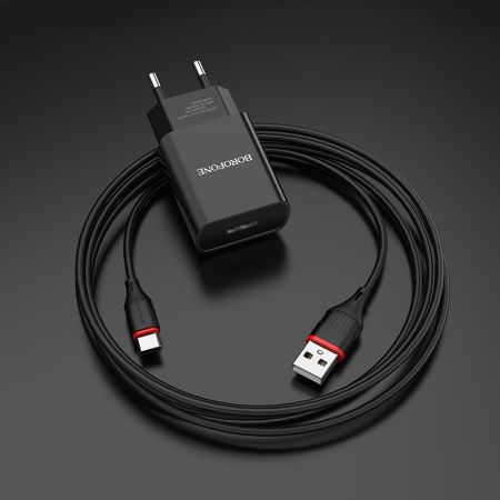 СЗУ Type-c 2,1A Borofone BA20A Sharp Black