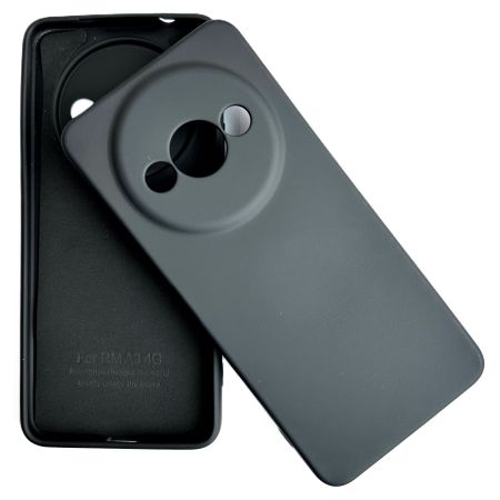Накладка Xiaomi Redmi A3/Poco C61 черный с микрофиброй и закрытой камерой