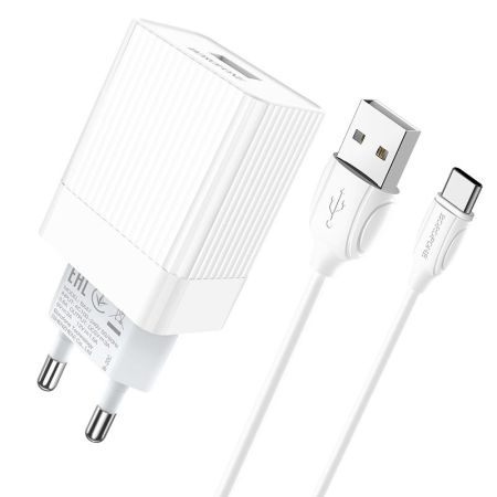 СЗУ Type-c 3.0A QC3.0 1USB Borofone BA47A 1m White