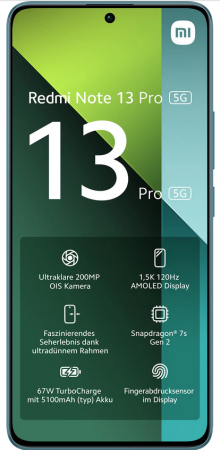 Смартфон Xiaomi Redmi Note 13 pro 5G 8/256Гб Global, Dual nano SIM, Ocean Teal