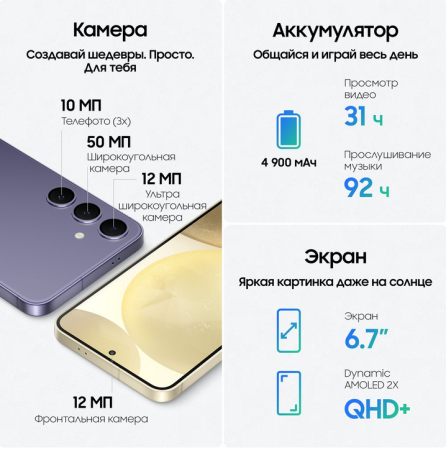 Смартфон Samsung Galaxy S24 Plus, 12/512Гб Dual nano sim Onyx Black