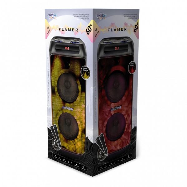 Акустическая система 2.1 Smartbuy FLAMER, 60Вт, Bluetooth, MP3, FM-радио, караоке