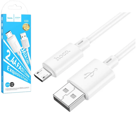 Кабель Micro USB 2.4A Hoco X88 1m White