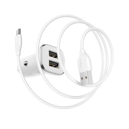 АЗУ Type-C, 2.4A 2USB, BOROFONE BZ12 White