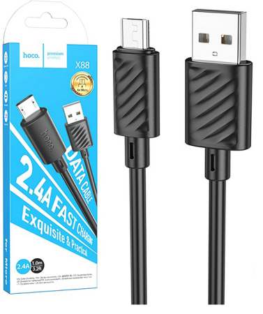 Кабель Micro USB 2.4A Hoco X88 1m Black