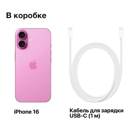 Смартфон Apple iPhone 16 256ГБ , Розовый/Pink 