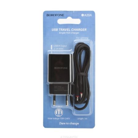 СЗУ iPhone Lightning 2,1A 1USB Borofone BA20A Sharp Black
