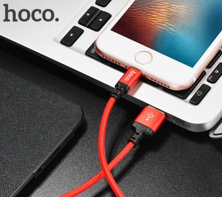 Кабель iPhone Lightning - USB 2.0A HOCO X14 1m Black-Red