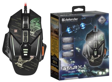 Мышь проводная Defender GM-390L sTarx, оптическая Black