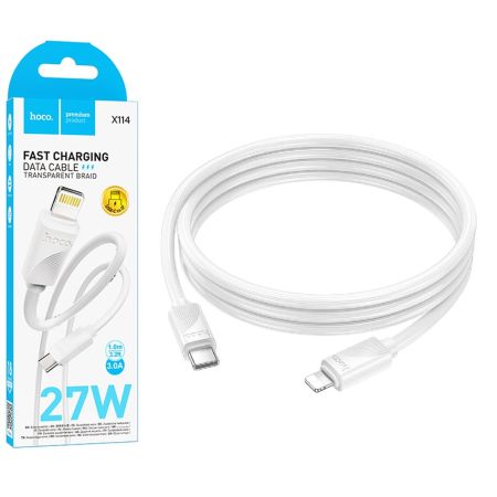 Кабель iPhone Lightning - Type-C 27w HOCO X114 Energy 1m White