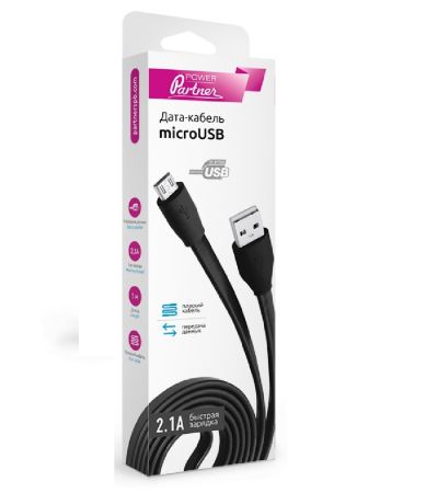 Кабель micro 2.1A Partner CA-101 2-х сторонний плоский
