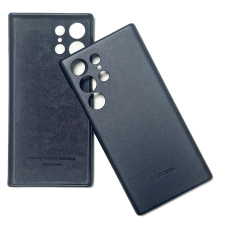 Накладка Samsung S23 Ultra черный с микрофиброй "под кожу"