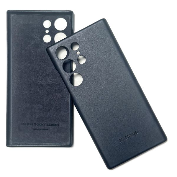 Накладка Samsung S23 Ultra черный с микрофиброй "под кожу"
