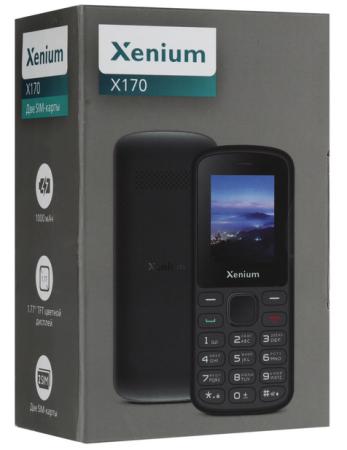 Мобильный телефон Philips Xenium X170, 1.77", 1000 мА*ч, Черный