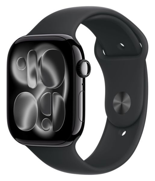 Смарт-часы Apple Watch Series 11, 46 мм, корпус цвета «чёрный глянец», спортивный ремешок чёрного цвета 