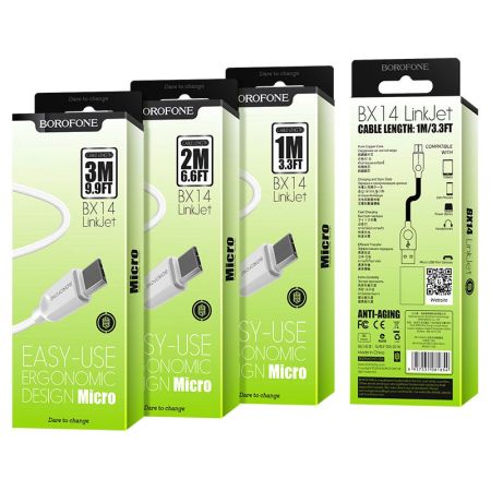Кабель Micro 2.0A Borofone BX14 1m White