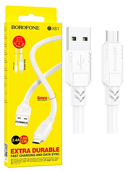 Кабель micro USB - USB 2.4A Borofone BX81 1m White