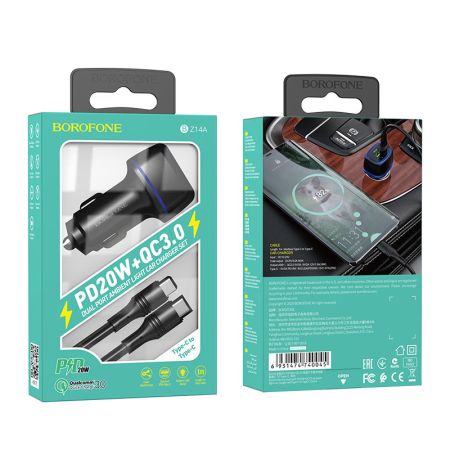 АЗУ Type-C to Type-C 3A,20W Borofone BZ14A Borofone Black