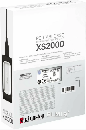 Внешний диск SSD Kingston 1 TB XS2000, серый металлик, USB 3.2 Gen 2x2, Type-C