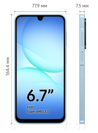 Смартфон Samsung Galaxy A17 4/128Гб, Global, Dual nano sim Blue