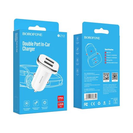 АЗУ блок 2.4A, 2USB BOROFONE BZ12 White