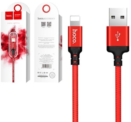 Кабель iPhone Lightning - USB 2.0A HOCO X14 1m Black-Red
