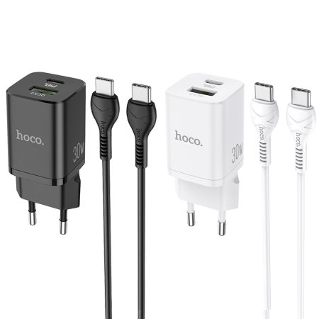 СЗУ блок 30вт 1USB + 1Type-C HOCO N13 Black +QC3.0 быстрая зарядка 