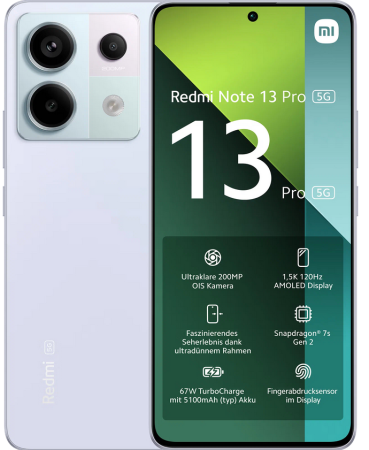 Смартфон Xiaomi Redmi Note 13 pro 5G 12/512Гб Global, Dual nano SIM, Aurora purple
