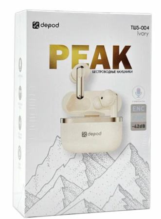 Беспроводные наушники Depod PEAK TWS-004 c шумоподавлением для iPhone и Android слоновая кость