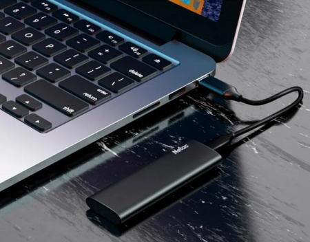 Внешний твердотельный диск SSD Netac 250 GB Z USB-C чёрный, USB 3.2, Slim