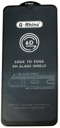Стекло защитное Samsung A02 / A02s / A03 / A03s / A03 Core / M02 / M02s Черное 3D G-Rhino