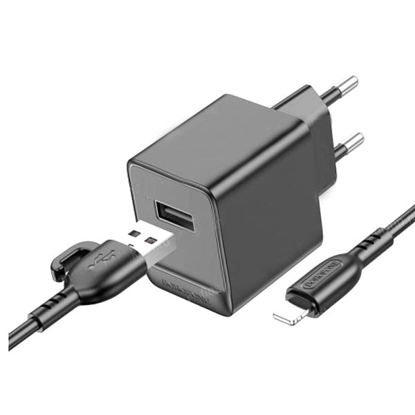СЗУ iPhone Lightning 2.1A, 10.5W, 1USB Borofone  BAS11A Erudite 1m Black