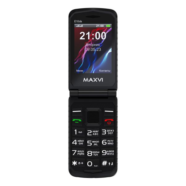 Мобильный телефон MAXVI E10ds, 2.8” + 1.77”, 2000 mAh Черный+Док-станция