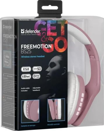 Наушники Bluetooth Defender FreeMotion B525 Pink