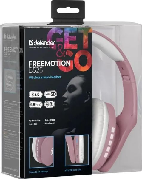 Наушники Bluetooth Defender FreeMotion B525 Pink