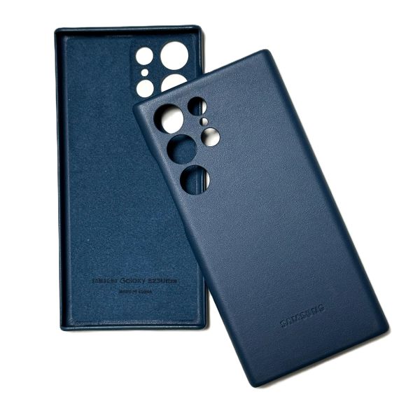 Накладка Samsung S23 Ultra синий с микрофиброй "под кожу"